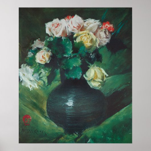 Bloemen (ook bekend als Rozen) van William Merritt Poster (Voorkant)