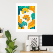 Bloemen op abstracte achtergrond poster (Thuiskantoor)