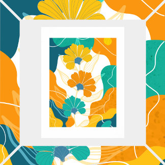 Bloemen op abstracte achtergrond poster