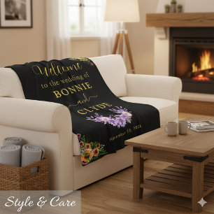 Bloemen op Black Wedding Welkom 50 "x60" maat Fleece Deken