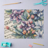 Bloemen op bladmuziek Decoupage Tissuepapier (Craft)