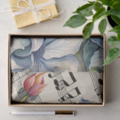 Bloemen op bladmuziek Decoupage Tissuepapier (Geschenk)