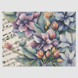 Bloemen op bladmuziek Decoupage Tissuepapier