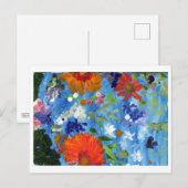 Bloemen op blauw achtergrondbriefkaart briefkaart (Voorkant / Achterkant)