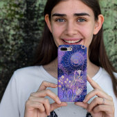 Bloemen op blauw-paarse cirkels ontwerp Case-Mate iPhone case