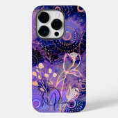 Bloemen op blauw-paarse cirkels ontwerp Case-Mate iPhone case (Achterkant)