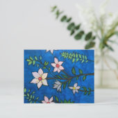 Bloemen op Blauwe Briefkaart (Staand voorkant)
