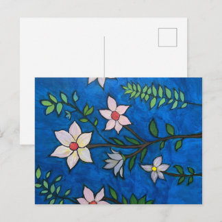 Bloemen op Blauwe Briefkaart