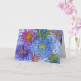Bloemen op blauwe lavendel roze blanco kaart