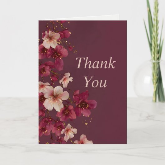 Bloemen op Bourgogne Bedankt Card (Voorkant)