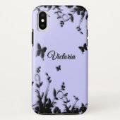 Bloemen op Butterflies Blue Personal Case-Mate iPhone Case (Achterkant)