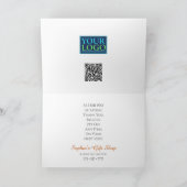 Bloemen op Creme, Uw Logo, QR-code, Bus. Naam #2 Bedankkaart (Binnen)