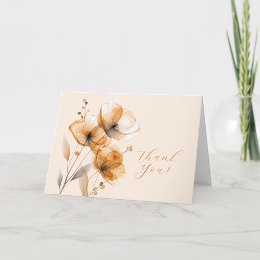 Bloemen op Creme, Uw Logo, QR-code, Bus. Naam #2 Bedankkaart (Voorkant)