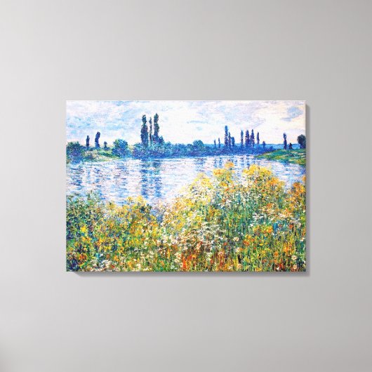 Bloemen op de Banken van Seine Monet Fine Art Canvas Afdruk (Voorkant)