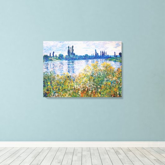 Bloemen op de Banken van Seine Monet Fine Art Canvas Afdruk (Insitu (Houten vloer))