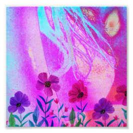 Bloemen op de borst foto afdruk