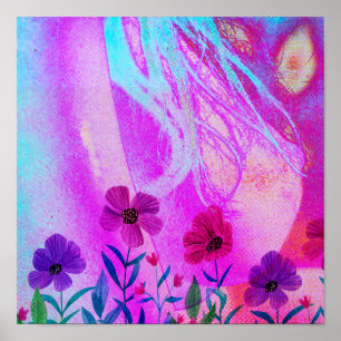 Bloemen op de borst poster