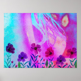 Bloemen op de borst poster