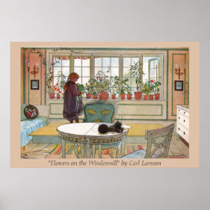 Bloemen op de foto van Carl Larsson Poster