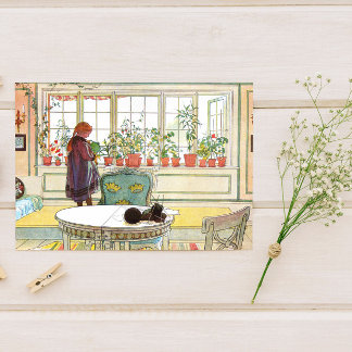 Bloemen op de vensterbank Carl Larsson Swedish Briefkaart