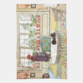 Bloemen op de vensterbank Carl Larsson Swedish Theedoek (Verticaal)