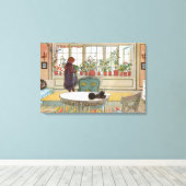 Bloemen op de vensterbank door Carl Larsson Canvas Afdruk (Insitu (Houten vloer))