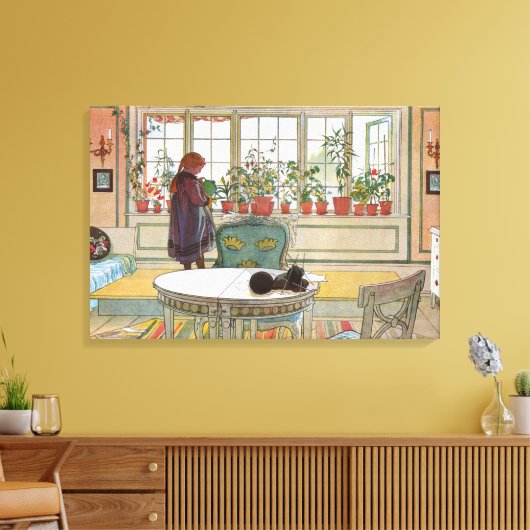 Bloemen op de vensterbank door Carl Larsson Canvas Afdruk (Insitu (Woonkamer))