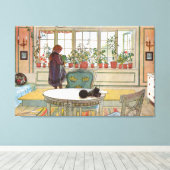 Bloemen op de vensterbank Van A Home Carl Larsson Canvas Afdruk (Insitu (Houten vloer))