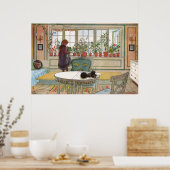 Bloemen op de vensterbank Van een thuis Carl Larss Poster (Keuken)