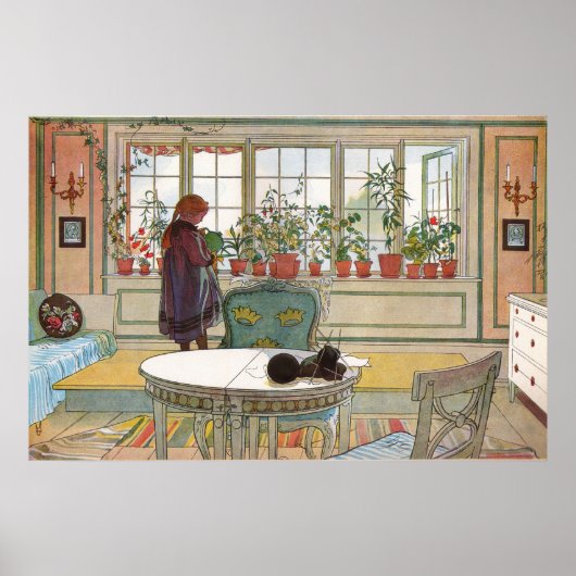 Bloemen op de vensterbank Van een thuis Carl Larss Poster (Voorkant)