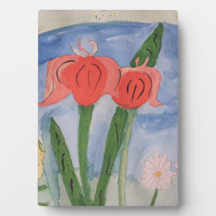 Bloemen op de vlakte van de Tabletop met Easel Fotoplaat