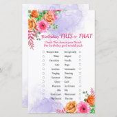 bloemen op de volgende dag dit of dat spel (Voorkant / Achterkant)