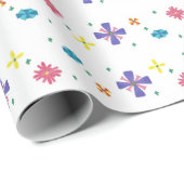 Bloemen op de witte, scherpe omslag van de Gift Cadeaupapier (Rol Hoek)