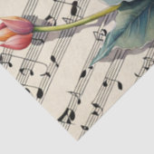 Bloemen op Decoupage van Bladmuziek Tissuepapier (Detail)
