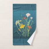 bloemen op donkergroene Iris Floral Bad Handdoek (Handdoek)