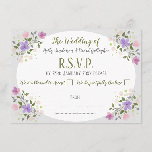 Bloemen op een bruiloft informatiekaartje (Voorkant)