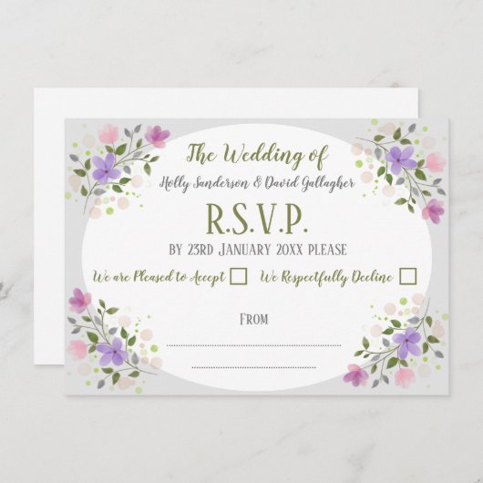 Bloemen op een bruiloft informatiekaartje (Voorkant / Achterkant)