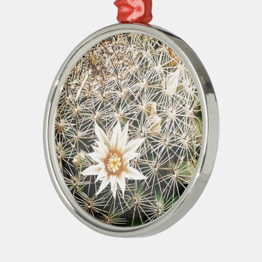 Bloemen op een Cactus Metalen Ornament (Links)