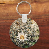 Bloemen op een Cactus Sleutelhanger (Voorkant)