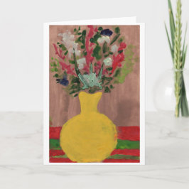 Bloemen op een gele vasbriefkaart kaart