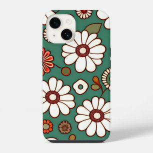 Bloemen op een groene achtergrond iPhone 14 Hoesje