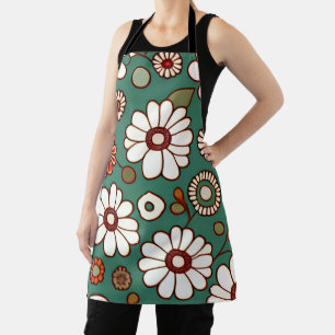  Bloemen op een groene achtergrond Schort
