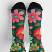 Bloemen op een groene achtergrond sokken (Top)