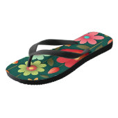 Bloemen op een groene achtergrond teenslippers (Schuin)