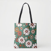  Bloemen op een groene achtergrond Tote Bag (Voorkant)