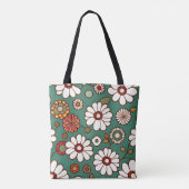  Bloemen op een groene achtergrond Tote Bag (Achterkant)