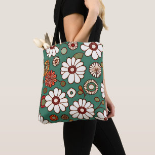  Bloemen op een groene achtergrond Tote Bag