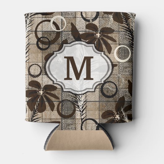 Bloemen op een ingecheckte achtergrond in een bijt blikjeskoeler (Voorkant)