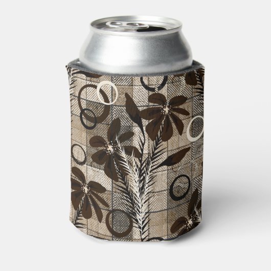 Bloemen op een ingecheckte achtergrond in een bijt blikjeskoeler (Blikje Achterkant)