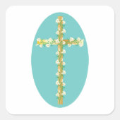 Bloemen op een kruisriem vierkante sticker (Voorkant)